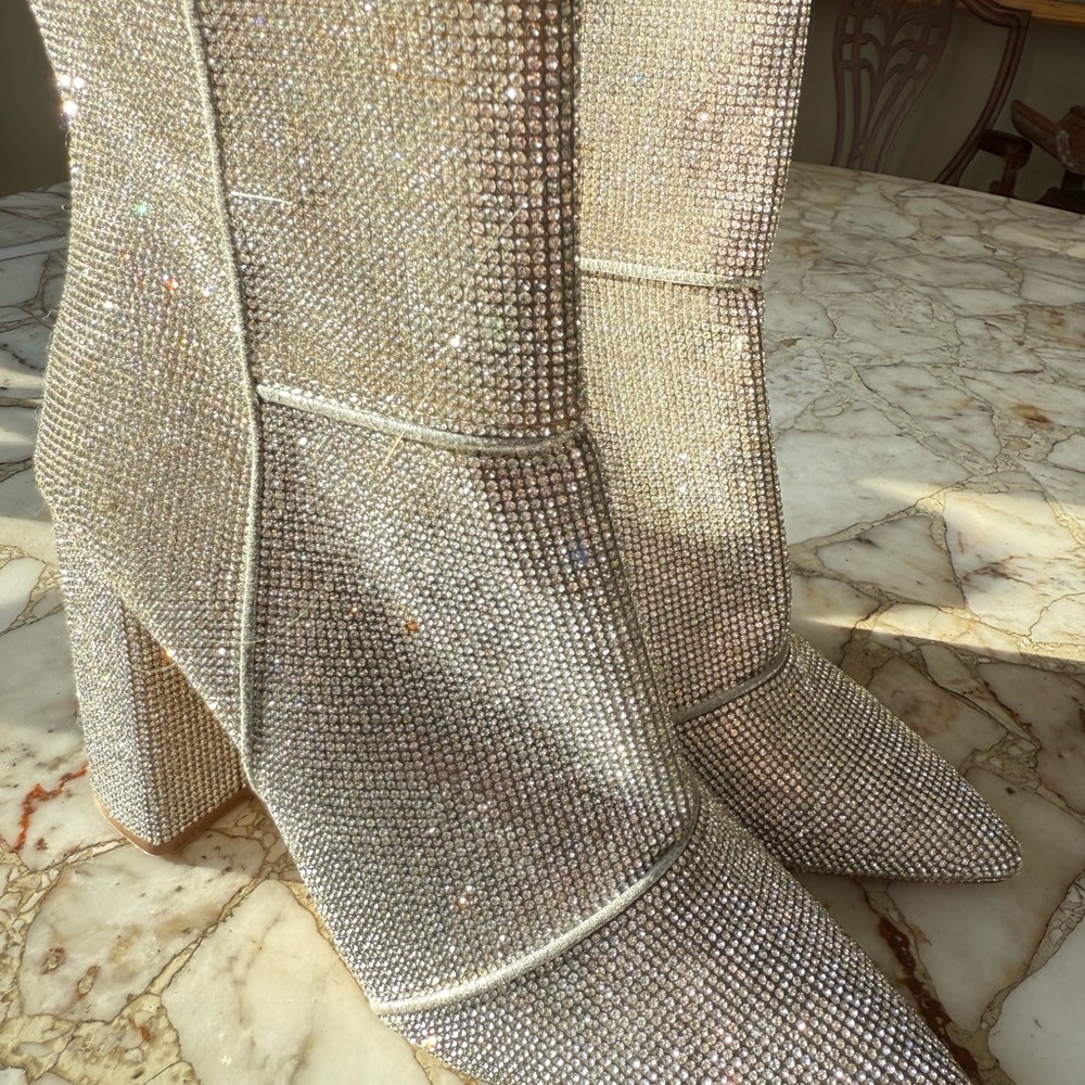 Steve Madden Sparkling Silver Heeled Boots